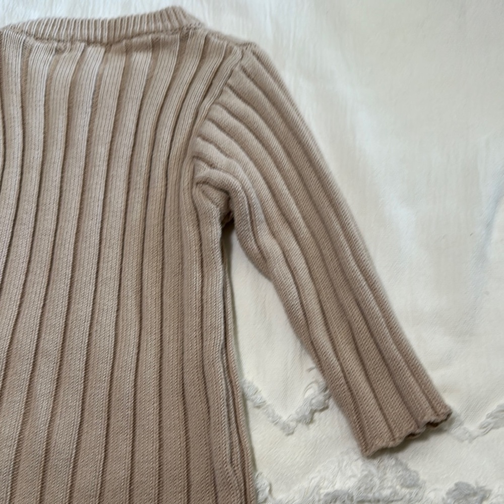Beige Ribbed Knit Sweater - Picture 8 of 11